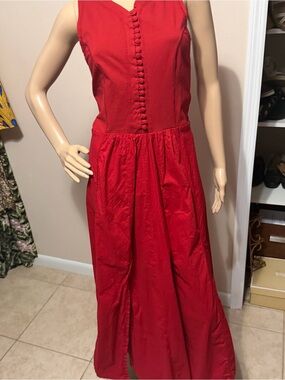Style Works Sleeveless Red Button-Front Maxi Dress